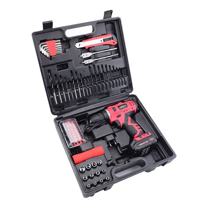 Taladro Inalámbrico nарро NHK-041 con 2 Velocidades Batería Recargable 12V Maletín + Accesorios 78 Piezas